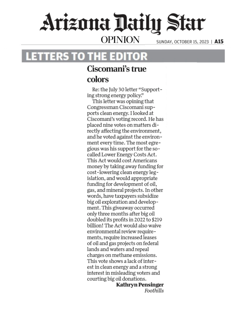 Ciscomani’s true colors by Kathryn Pensinger